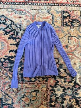 Athleta Purple Ribbed Zip-Front Sweater